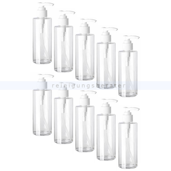 10 Sprühflaschen 250 ml transparent mit Dosierpumpen