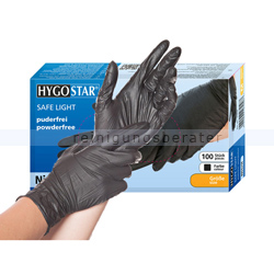 Einmalhandschuhe aus Nitril Hygostar Safe Light schwarz XS