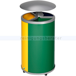 Mülltrennsystem VAR 3-fach mit Dach 90 L gelb, blau, grün