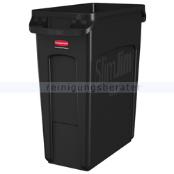 Mülleimer Rubbermaid Slim Jim mit Luftschlitzen 60 L schwarz