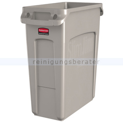 Mülleimer Rubbermaid Slim Jim mit Luftschlitze 60 L beige