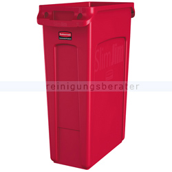 Mülleimer Rubbermaid Slim Jim mit Luftschlitze 87 L rot