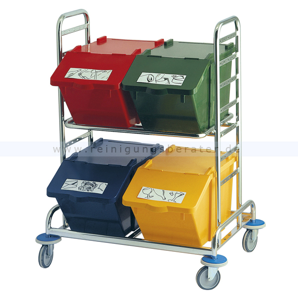 Abfallwagen Recycling Wagen mit Recycling-Boxen Edelstahl
