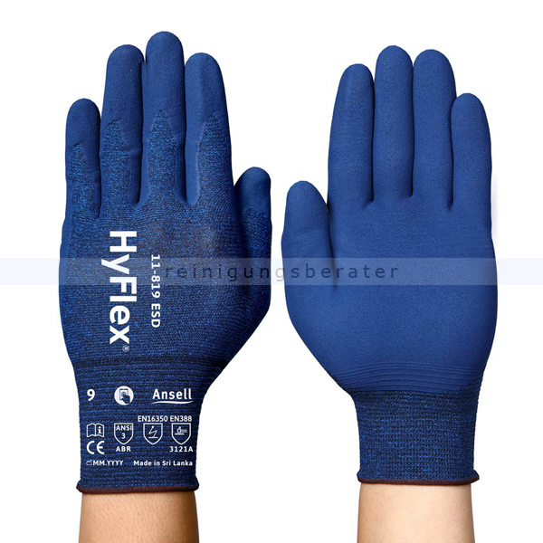 Arbeitshandschuhe Ansell HyFlex ESD Nylon blau Gr. XS
