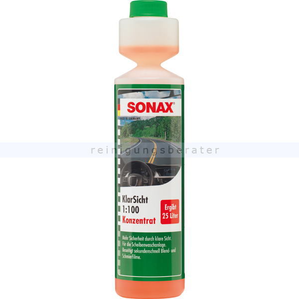 SONAX KlarSicht 1:100 Konzentrat, 250 ml Hochkonzentrierter Reinigungszusatz, 1:100 03711410