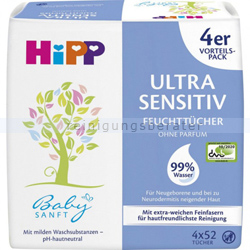 Babytücher Hipp Babysanft Feuchttücher 4 x 52 Ultra sensitiv
