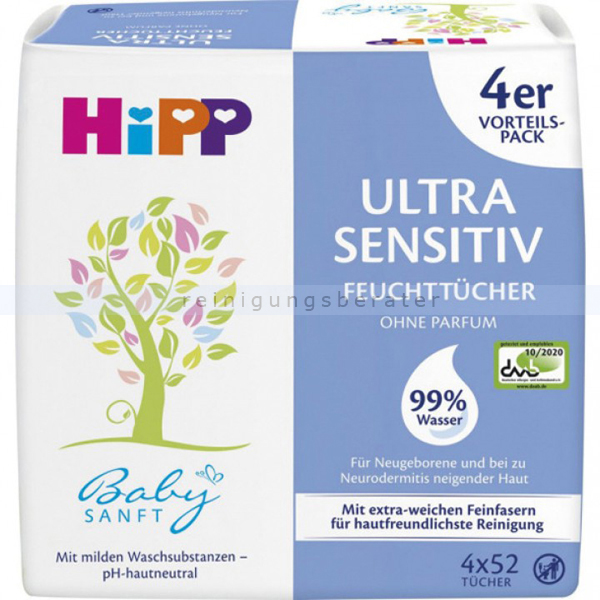Babytücher Hipp Babysanft Feuchttücher 4 x 52 Ultra sensitiv
