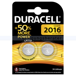 Batterien Duracell Knopfzelle DL/CR 2016
