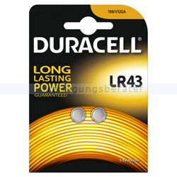 Batterien Duracell Knopfzelle LR43 186/V12GA