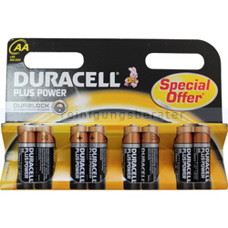 Batterien Duracell Plus Power AA Mignon MN1500/LR6, K8