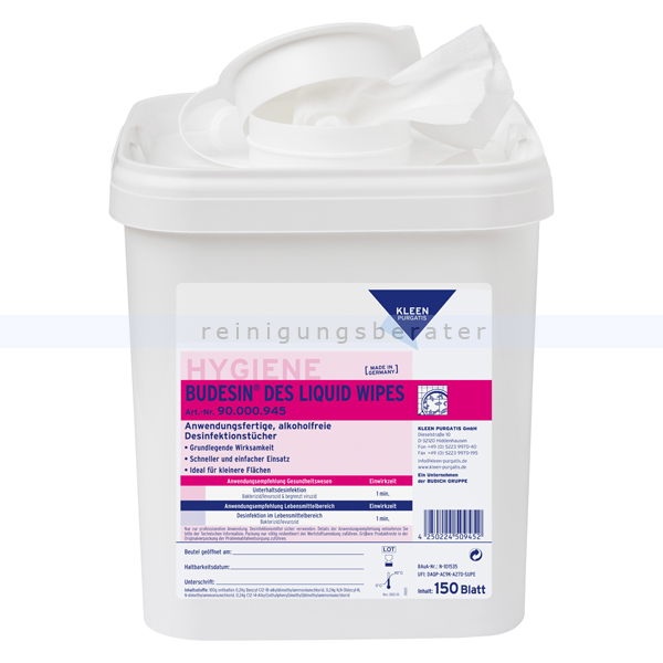 Desinfektionstücher Kleen Purgatis Budesin Des Liquid Wipes
