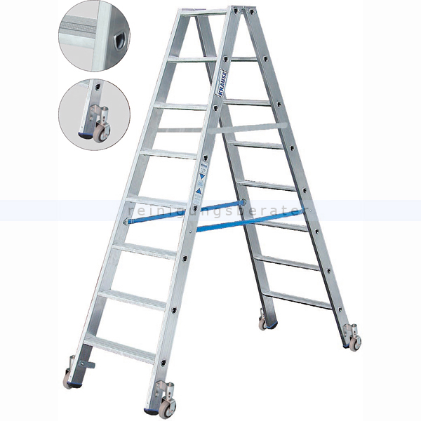 Doppelleiter Krause Stabilo fahrbar - 2x7 Stufen