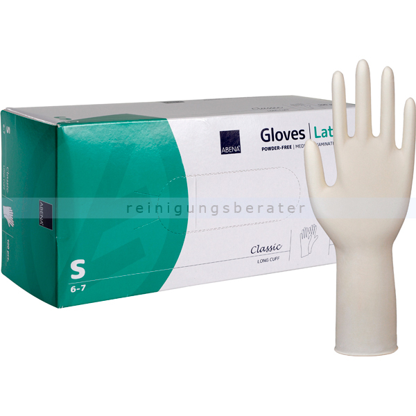 Einmalhandschuhe aus Latex Abena Classic 30 cm lang weiß S