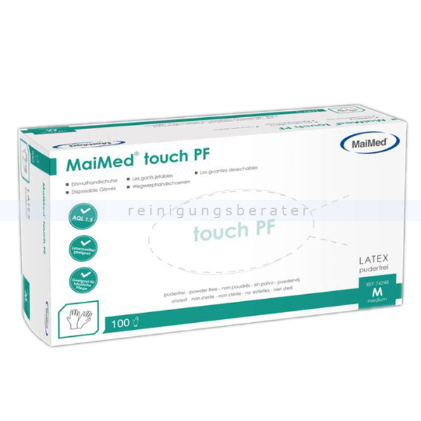 Einmalhandschuhe aus Latex MaiMed MyClean touch PF Größe L