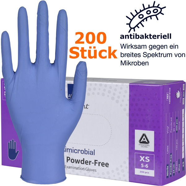 100 x Nitril Handschuhe Puderfrei Texturiert Einmalhandschuhe Einweg XS-XL Lila Größe XS 5-6 