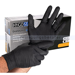 Einmalhandschuhe aus Nitril Hygostar Diamond Grip schwarz L