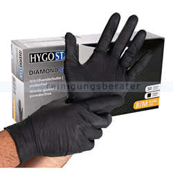 Einmalhandschuhe aus Nitril Hygostar Diamond Grip schwarz M