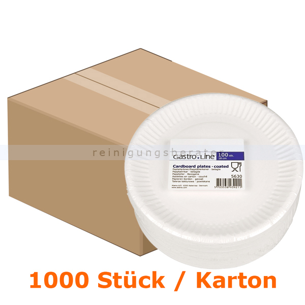 Einwegteller, flacher Teller aus Pappe rund Ø 18 cm 1000 Stk