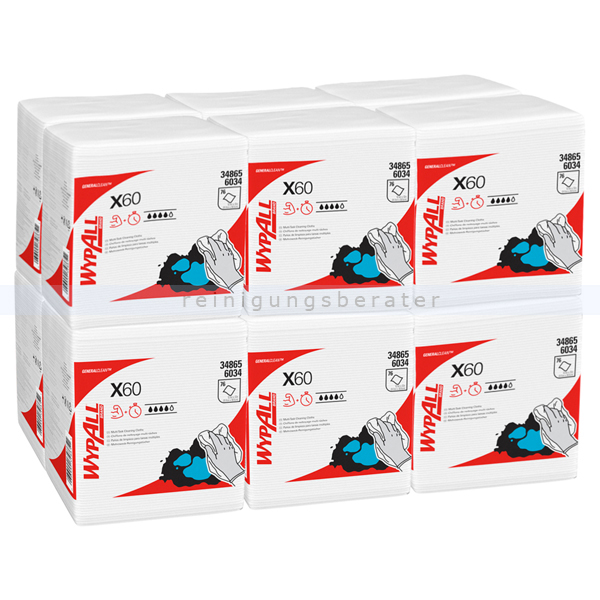 Einwegtücher Kimberly Clark WYPALL X60 viertelgefaltet, weiß