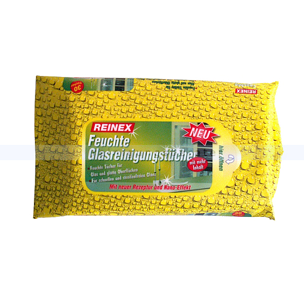 Feuchttuch Reinex Glasreinigungstücher feucht 30 Stück mit neuer Rezeptur und Nano-Effekt 7823