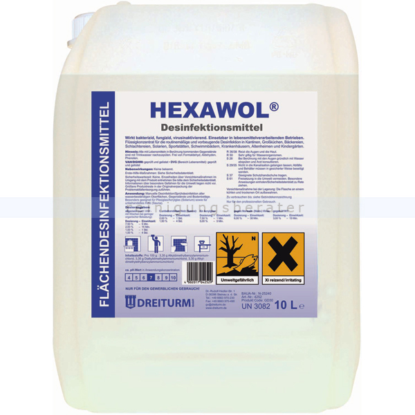 Flächendesinfektion Dreiturm Hexawol 10 L