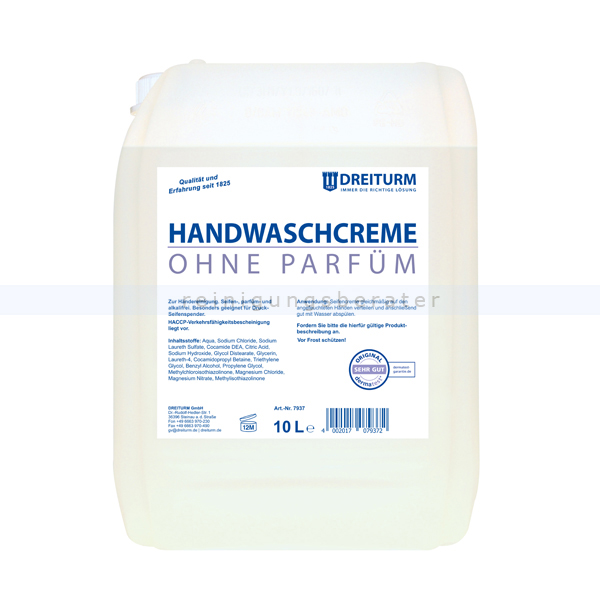 Flüssigseife Dreiturm Handwaschcreme Ohne Parfüm 10 L