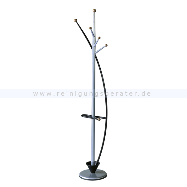 Garderobenständer Swing, freistehend Aluminium Grau, Schwarz