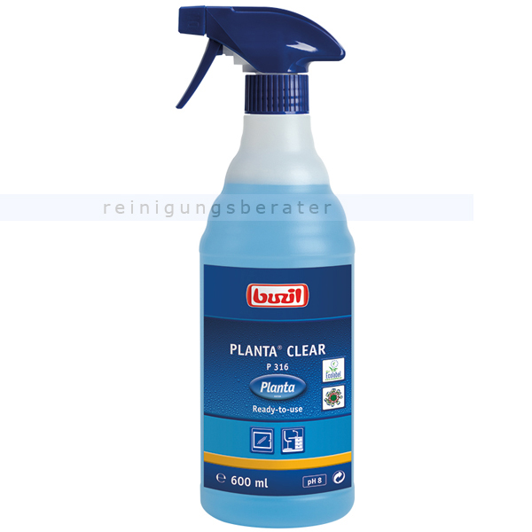 Glasreiniger Buzil Planta Clear P316 600ml, gebrauchsfertig