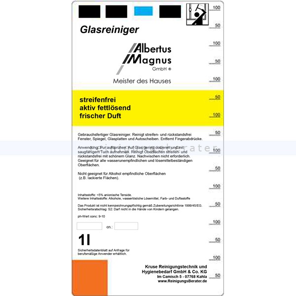 Glasreiniger Citro ALbertus Magnus 720 Fl. je 1 L EIGENMARKE