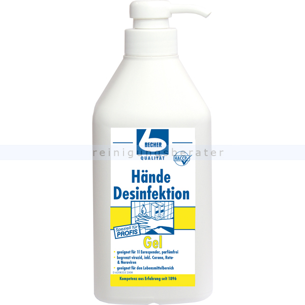 Händedesinfektion Dr. Becher Desinfektionsgel parfumfrei 1 L