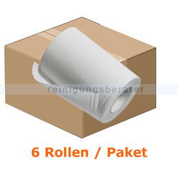 Handtuchrollen aus Zellstoff, 6 Rollen, weiß 20,8 cm x 140 m