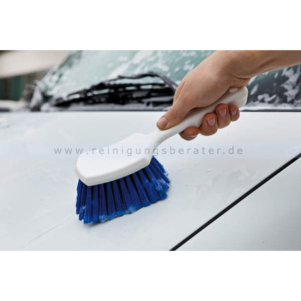 Haug Autowaschbürste Auto-Stielbürste mit kurzem Griff blau