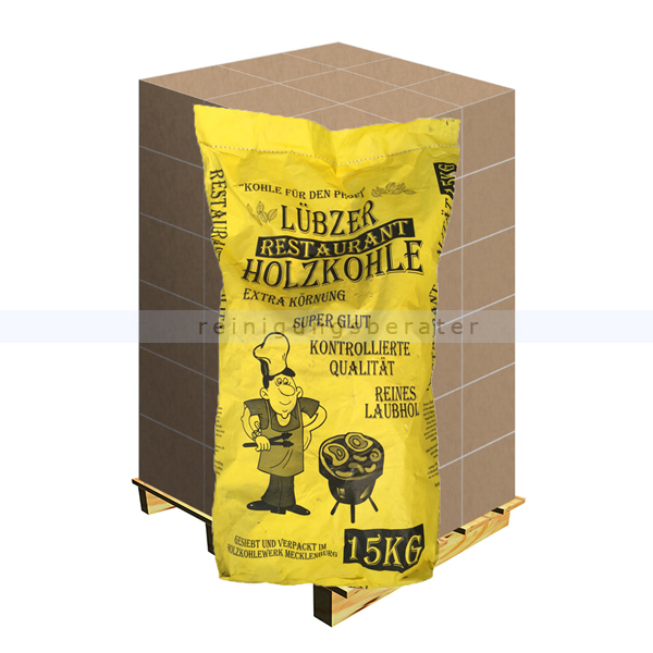 Holzkohle Lübzer Restaurantholzkohle 36 x 15 kg Palette