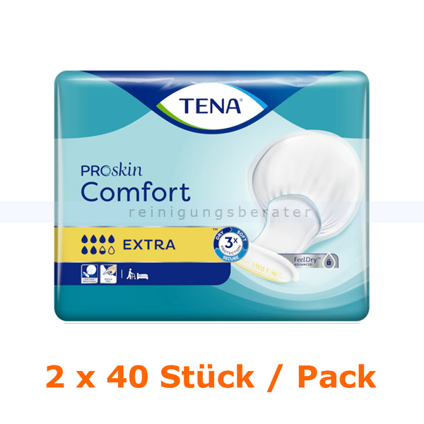 Tena Comfort Extra 2x40 Stück Vorlagen PZN 04447436 Inkontinenzprodukt mit hoher Saugstärke 4100228/753040