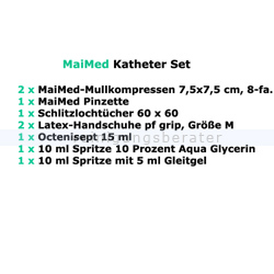 Katheter-Set MaiMed mit Mulltupfer, Handschuhen, Spritze usw