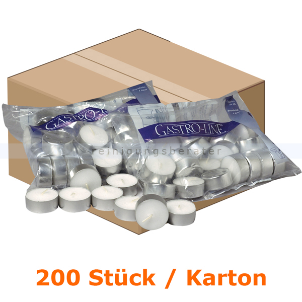Kerzen Gastro Line Teelichter weiß 10 h 200 Stück Karton