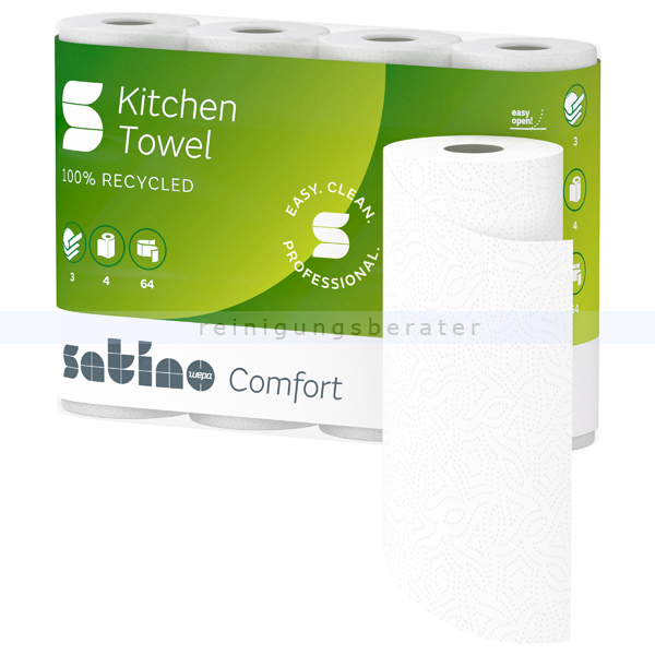 Wepa Satino Comfort 3-lagig weiß 26x22 cm Küchenrollen