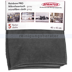 Microfasertuch Sprintus Rainbow Pro 40x40 cm grau