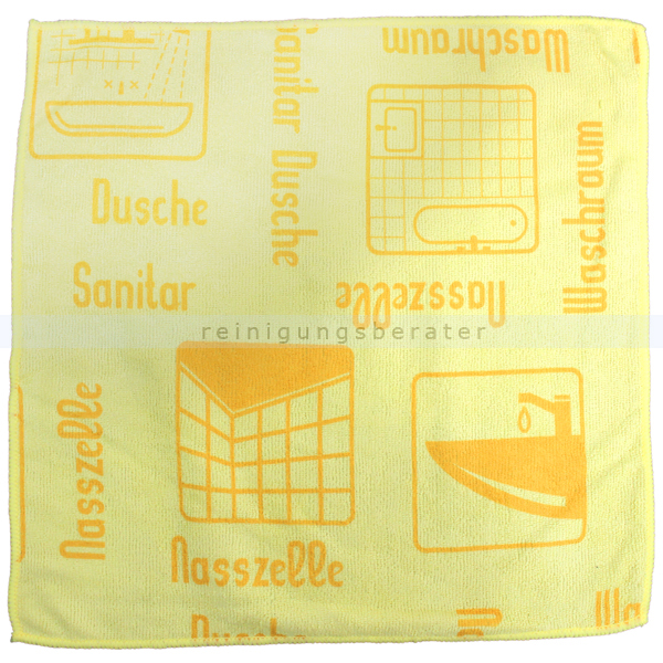 Mikrofasertuch Mopptex Piktogramm Waschraum Gelb 40 x 40 cm