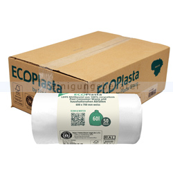 Müllbeutel EcoPlasta weiß 60 L 14 my Typ 20 20 Rollen/Karton