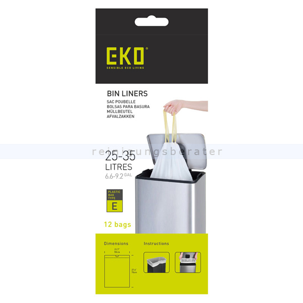Müllbeutel EKO Type E Müllsäcke 25 bis 35 L weiß 12 Beutel