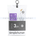 Müllbeutel Simplehuman code D, 3 x Pack mit 20 Stück, 20 L