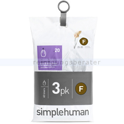 Müllbeutel Simplehuman code F, 3x Pack mit 20 Stück, 25-30 L