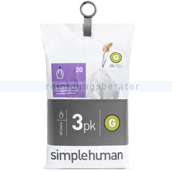 Müllbeutel Simplehuman code G, 3 x Pack mit 20 Stück, 30 L