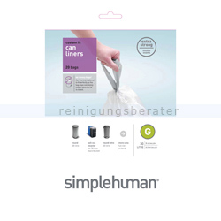 Müllbeutel Simplehuman code G, Pack mit 20 Stück, 30 L