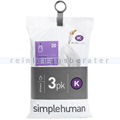 Müllbeutel Simplehuman code K, 3x Pack mit 20 Stück, 35-45 L