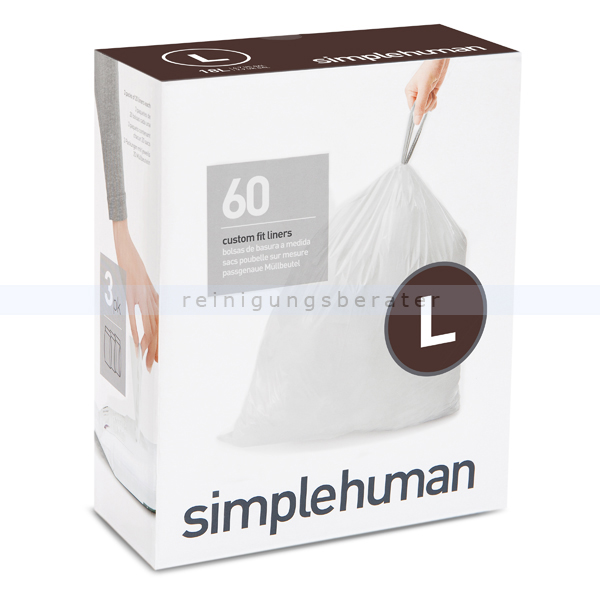 Müllbeutel Simplehuman code L, 3 x Pack mit 20 Stück, 18 L