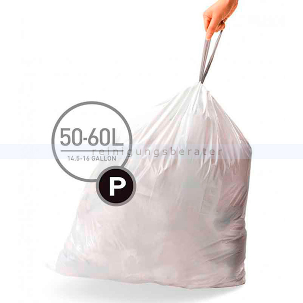 Simplehuman Müllbeutel Code P, Pack mit 20 Stück, 50-60 L