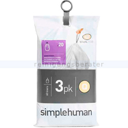 Müllbeutel Simplehuman code Q, 3x Pack mit 20 Stück, 50-65 L