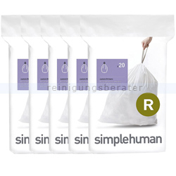 Müllbeutel Simplehuman code R, 5 x Pack mit 20 Stück, 10 L